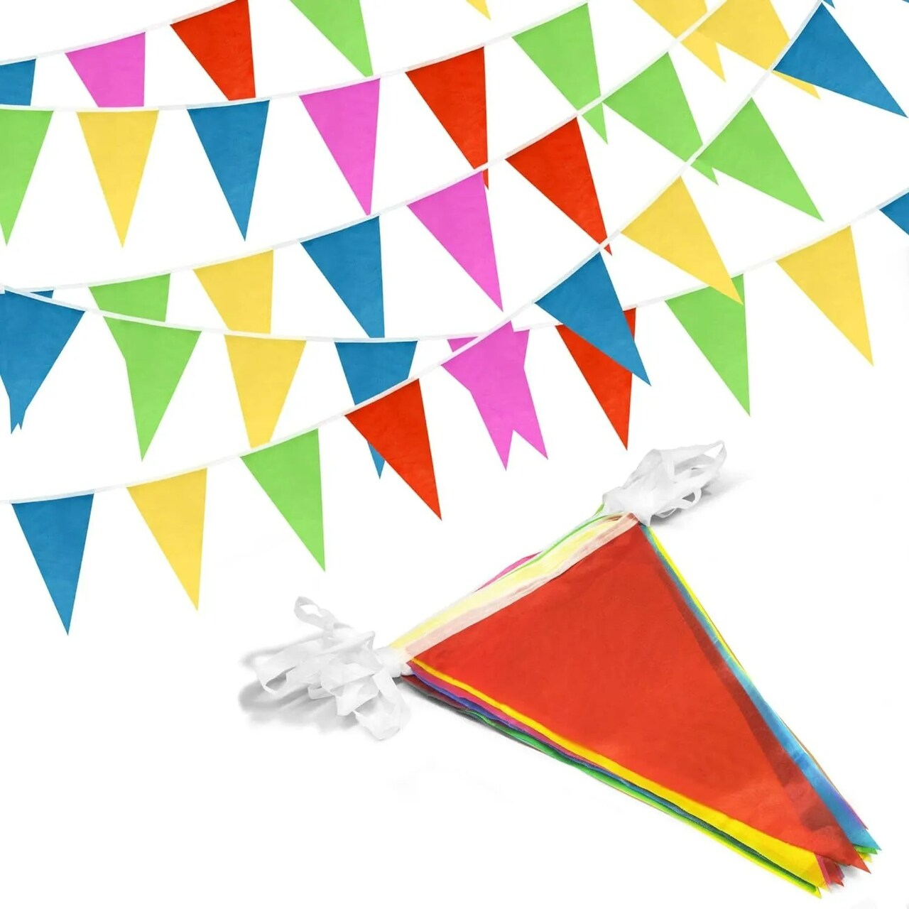 100 Feet Pennant Banner 75 Multicolor Bunting Flags Birthday Party Grand Opening